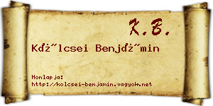 Kölcsei Benjámin névjegykártya